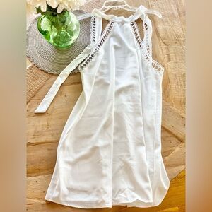 Stylish White Dress with Lace Detail